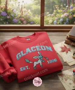 Glaceon Pokemon Embroidered Shirt, Eeveelution Crewneck, Bestie Matching Shirts 2 Glaceon Pokemon Embroidered Shirt, Eeveelution Crewneck, Bestie Matching Shirts (5)