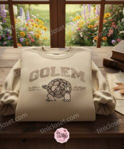 Golem Embroidered Sweatshirt, Vintage Pokemon Est 1996, Boyfriend Hoodie Gift