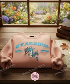Gyarados Est. 1996 Vintage Collegiate Crewneck, Pokemon Inspired Embroidered Sweatshirt, Cozy Gifts For Friend and Gamers
