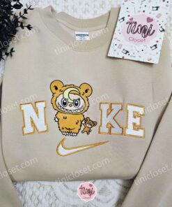 Labubu Teddiursa Embroidered Shirt, Pokemon Anime Embroidered Hoodie, Cartoon Embroidered Sweatshirt (1)