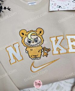 Labubu Teddiursa Embroidered Shirt, Pokemon Anime Embroidered Hoodie, Cartoon Embroidered Sweatshirt