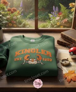 Embroidered Kingler Crewneck, Retro Pokemon Sweatshirt, Just Because Gift For Him & Anime Lovers