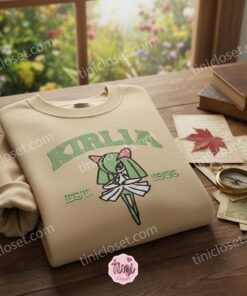 Kirlia Embroidery Sweatshirt, Custom Pokemon Crewneck, Galentine Gift Ideas for Bestie