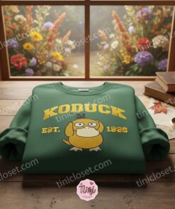 Psyduck Embroidered Sweatshirt, Koduck Est. 1996 Crewneck, Matching Couple Hoodies Embroidery