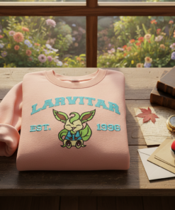 Larvitar Est 1996 Embroidered Shirt, Kawaii Pokemon Sweatshirt, Sending A Hug Gift 2 Larvitar Est 1996 Embroidered Shirt, Kawaii Pokemon Sweatshirt, Sending A Hug Gift (3)