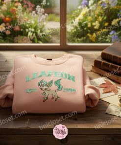 Leafeon Embroidered Sweatshirt, Eevee Evolution Crewneck, Galentine Gift Ideas for Bestie 1 Leafeon Embroidered Sweatshirt, Eevee Evolution Crewneck, Galentine Gift Ideas for Bestie (1)