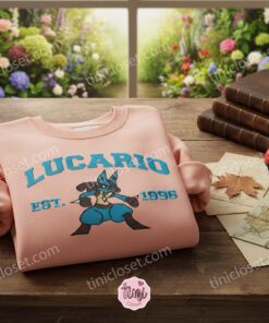 Lucario Embroidered Sweatshirt, Aura Pokemon Crewneck, Just Because Gift For Him 2 Lucario Embroidered Sweatshirt, Aura Pokemon Crewneck, Just Because Gift For Him (3)