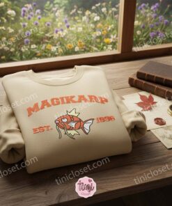 Magikarp Est 1996 Embroidered Sweatshirt, Matching Pokemon Anime Crewneck, Connection Couple Shirts 1 Magikarp Est 1996 Embroidered Sweatshirt, Matching Pokemon Anime Crewneck, Connection Couple Shirts (1)