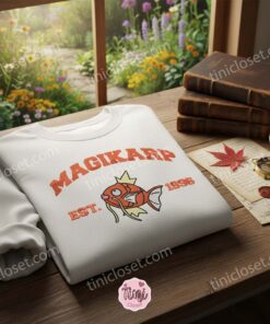 Magikarp Est 1996 Embroidered Sweatshirt, Matching Pokemon Anime Crewneck, Connection Couple Shirts