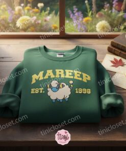 Mareep Embroidered Sweatshirt, Cute Pokemon Crewneck, Cozy Gifts For Girlfriend