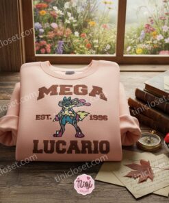 Mega Lucario Est 1996 Embroidered Sweatshirt, Fighting Type Pokemon Crewneck, Just Because Gift For Him 1 Mega Lucario Est 1996 Embroidered Sweatshirt, Fighting Type Pokemon Crewneck, Just Because Gift For Him (1)