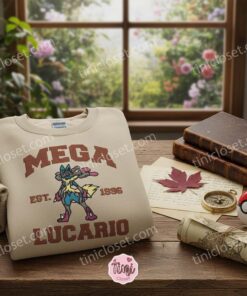 Mega Lucario Est 1996 Embroidered Sweatshirt, Fighting Type Pokemon Crewneck, Just Because Gift For Him 2 Mega Lucario Est 1996 Embroidered Sweatshirt, Fighting Type Pokemon Crewneck, Just Because Gift For Him (2)
