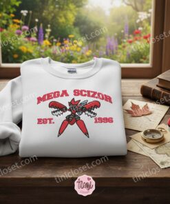 Mega Scizor Embroidered Sweatshirt, Pokemon Est. 1996 Crewneck, Anime Hoodie and T-Shirt, Scizor Evolution Gift