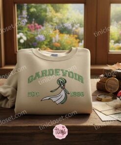 Gardevoir Embroidered Sweatshirt, Pokemon Est 1996 Anime Top, Galentine Gift Ideas
