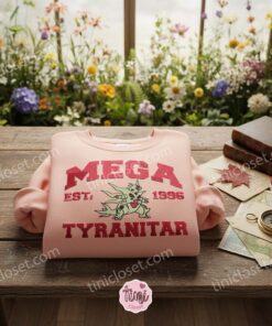 Mega Tyranitar Embroidered Sweatshirt, Est. 1996 Pokemon Inspired Hoodie, Custom Anime Apparel 1 Mega Tyranitar Embroidered Sweatshirt, Est. 1996 Pokemon Inspired Hoodie, Custom Anime Apparel (1)