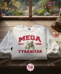 Mega Tyranitar Embroidered Sweatshirt, Est. 1996 Pokemon Inspired Hoodie, Custom Anime Apparel