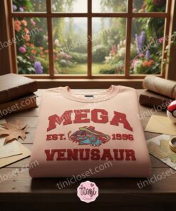 Mega Venusaur Est. 1996 Retro Embroidered Crewneck, Perfect Boyfriend Hoodie Gift for Gamers, Pokemon Matching Set 1 Mega Venusaur Est. 1996 Retro Embroidered Crewneck, Perfect Boyfriend Hoodie Gift for Gamers, Pokemon Matching Set (2)