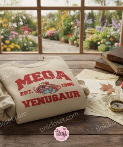 Mega Venusaur Est. 1996 Retro Embroidered Crewneck, Perfect Boyfriend Hoodie Gift for Gamers, Pokemon Matching Set 2 Mega Venusaur Est. 1996 Retro Embroidered Crewneck, Perfect Boyfriend Hoodie Gift for Gamers, Pokemon Matching Set (3)