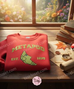 Metapod Est. 1996 Retro Embroidered Sweatshirt, Vintage Style Pokemon Crewneck, Unique Gamer Gift For Him or Her