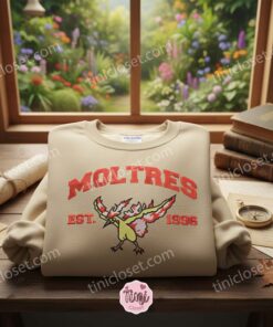 Moltres Est. 1996 Embroidered Hoodie, Legendary Bird Fire Type Pullover, Fun Galentine Gift Ideas for Besties 1 Moltres Est 1996 Embroidered Hoodie, Legendary Bird Fire Type Pullover, Fun Galentine Gift Ideas for Besties (1)
