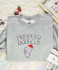 Milk Bear Xmas Embroidered Shirt, Cartoon Characters Embroidered Hoodie, Best Christmas Gift