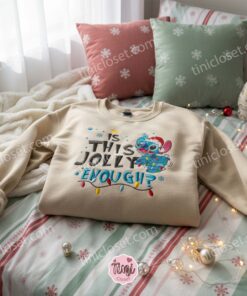 Is This Jolly Enough Stitch Embroidered Hoodie, Stitch Christmas Lights Funny Sweatshirt, Ohana Holiday Disney Crewneck, Gift for Him Her 2 Is This Jolly Enough Stitch Embroidered Hoodie, Stitch Christmas Lights Funny Sweatshirt, Ohana Holiday Disney Crewneck, Gift for Him Her (3)