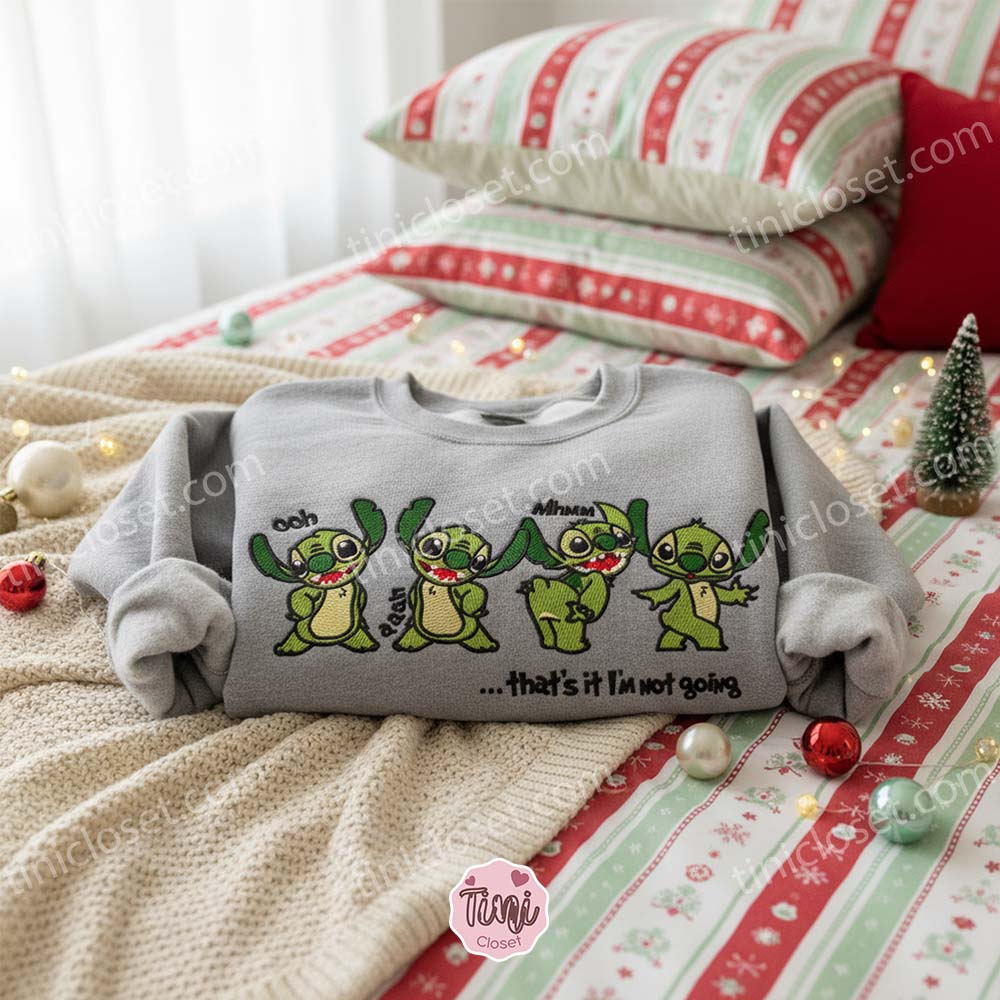 Funny Stitch Grinch That’s It I’m Not Going Embroidered Hoodie, Ohana Grinchmas Mood Sweatshirt, Festive Disney Holiday Apparel, Gift for Him Her Funny Stitch Grinch That’s It I’m Not Going Embroidered Hoodie, Ohana Grinchmas Mood Sweatshirt, Festive Disney Holiday Apparel, Gift for Him Her