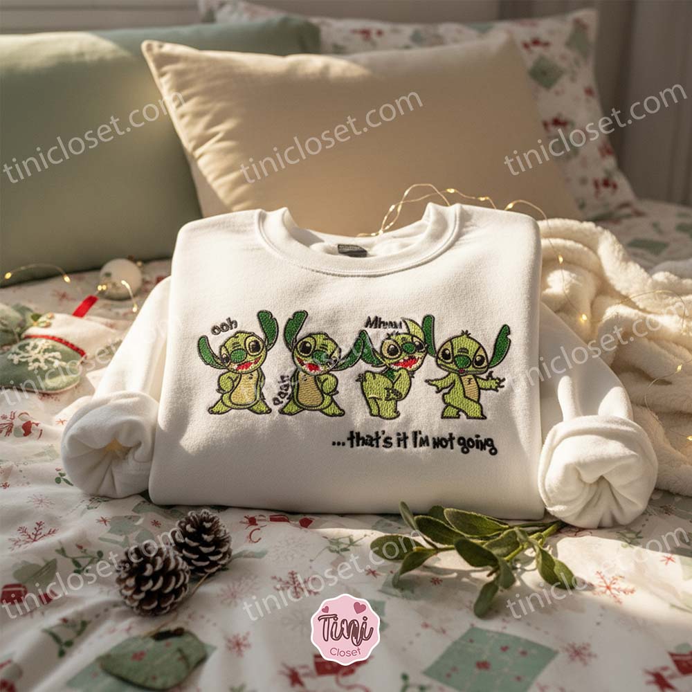 Funny Stitch Grinch That’s It I’m Not Going Embroidered Hoodie, Ohana Grinchmas Mood Sweatshirt, Festive Disney Holiday Apparel, Gift for Him Her Funny Stitch Grinch That’s It I’m Not Going Embroidered Hoodie, Ohana Grinchmas Mood Sweatshirt, Festive Disney Holiday Apparel, Gift for Him Her