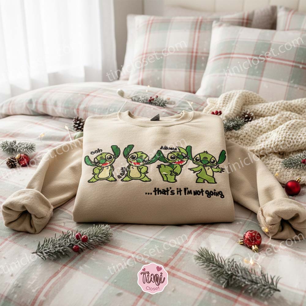 Funny Stitch Grinch That’s It I’m Not Going Embroidered Hoodie, Ohana Grinchmas Mood Sweatshirt, Festive Disney Holiday Apparel, Gift for Him Her Funny Stitch Grinch That’s It I’m Not Going Embroidered Hoodie, Ohana Grinchmas Mood Sweatshirt, Festive Disney Holiday Apparel, Gift for Him Her