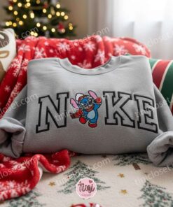 Stitch Winter Wonderland Christmas Embroidered Hoodie, Cozy Holiday Experiment 626 Sweatshirt, Disney Winter Style Apparel, Gift for Him Her (1)
