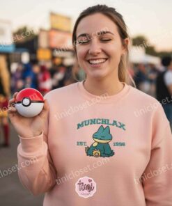 Munchlax Embroidered Sweatshirt Vintage Pokemon Est. 1996 Crewneck Snorlax Pre evolution Anime Hoodie Custom Embroidered Gift for ( (4)