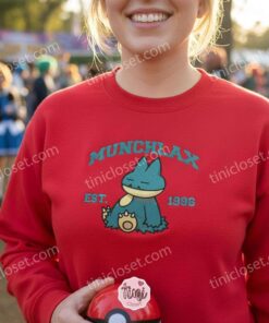 Munchlax Embroidered Sweatshirt Vintage Pokemon Est. 1996 Crewneck Snorlax Pre evolution Anime Hoodie Custom Embroidered Gift for (1)
