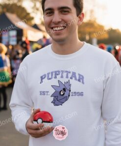 Pupitar Embroidered Sweatshirt, Vintage Pokemon Est. 1996 Crewneck, Anime Shirt for Boyfriend and Girlfriend