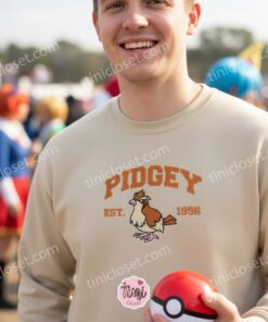 Pidgey Embroidered Sweatshirt, Vintage Est. 1996 Pokemon Crewneck, Anime Pullover (3)