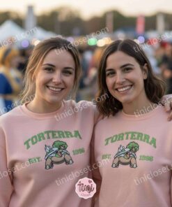Torterra Embroidered Sweatshirt, Vintage Style Pokemon Crewneck, Est. 1996 Varsity Design 2 Torterra Embroidered Sweatshirt, Vintage Style Pokemon Crewneck, Est. 1996 Varsity Design (3)
