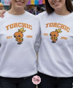 Torchic Embroidered Sweatshirt, Vintage Est. 1996 Pokemon Crewneck, Cute Fire Starter Hoodie (2)