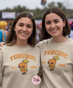 Torchic Embroidered Sweatshirt, Vintage Est. 1996 Pokemon Crewneck, Cute Fire Starter Hoodie (3)
