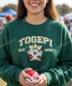 Togepi Embroidered Sweatshirt, Vintage Est. 1996 Pokemon Crewneck, Cute Fairy Type Pullover 2 Togepi Embroidered Sweatshirt, Vintage Est. 1996 Pokemon Crewneck, Cute Fairy Type Pullover (2)