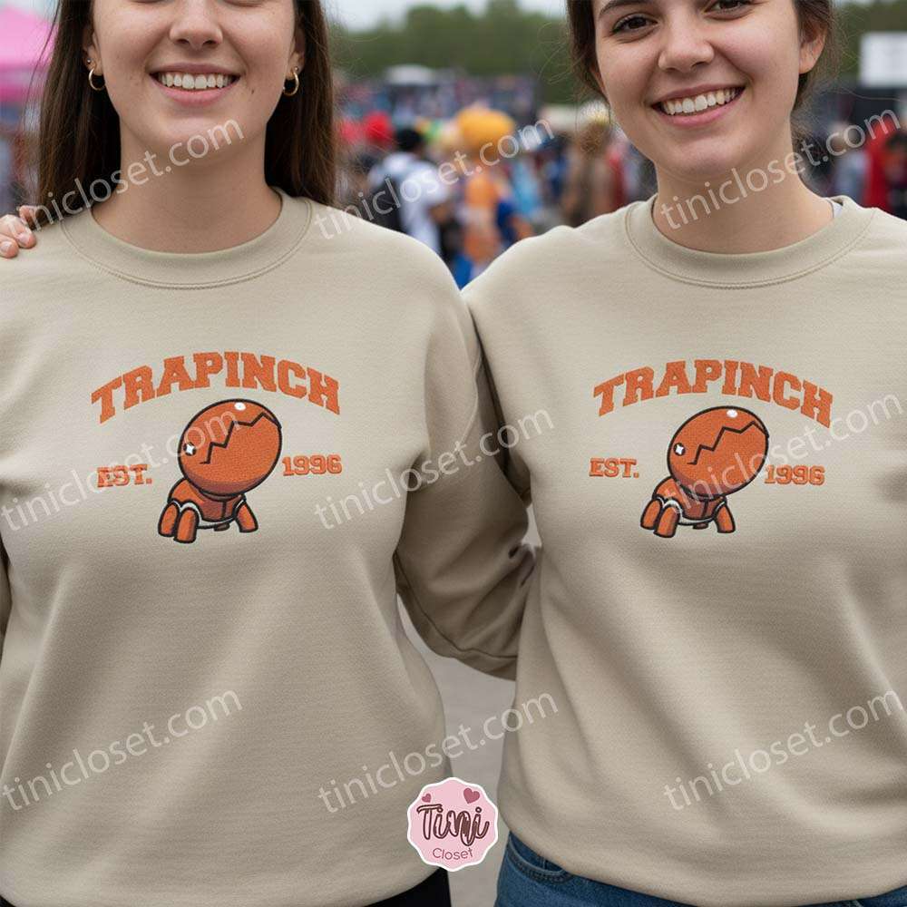 Trapinch Embroidered Sweatshirt, Vintage Est. 1996 Pokemon Crewneck, Hoenn Ground Type Pullover