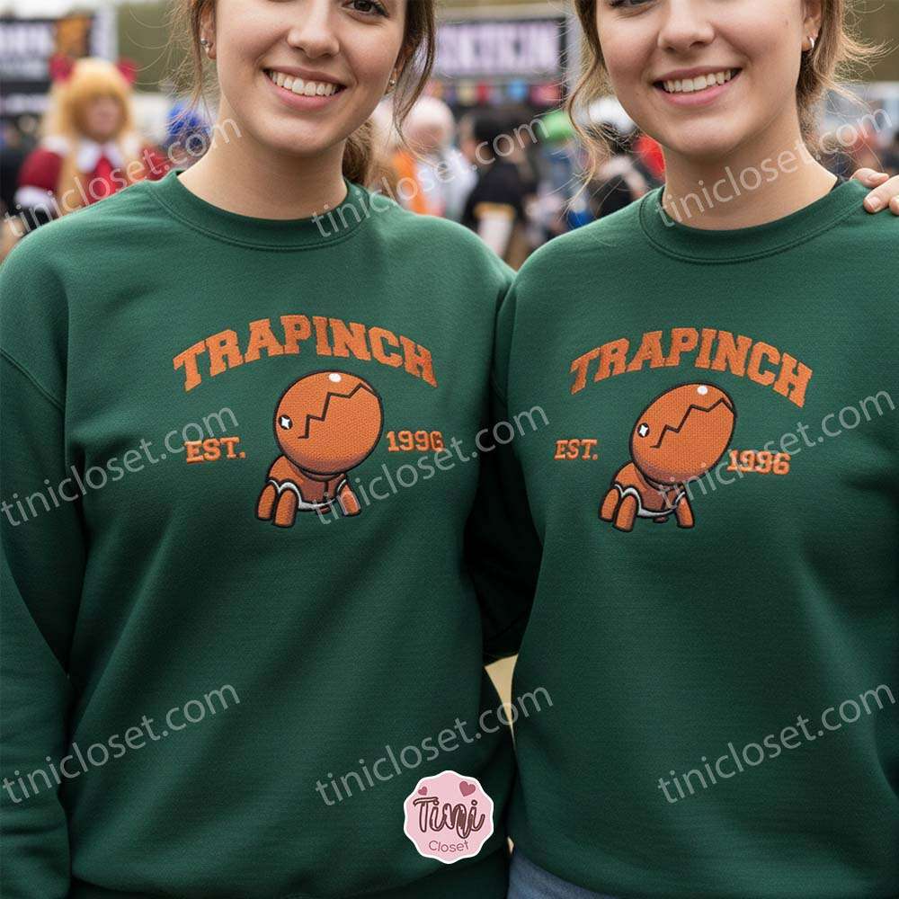 Trapinch Embroidered Sweatshirt, Vintage Est. 1996 Pokemon Crewneck, Hoenn Ground Type Pullover