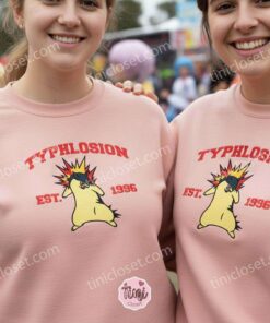 Typhlosion Embroidered Sweatshirt, Vintage Est. 1996 Pokemon Crewneck, Johto Fire Starter Pullover 1 Typhlosion Embroidered Sweatshirt, Vintage Est. 1996 Pokemon Crewneck, Johto Fire Starter Pullover (1)