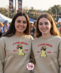 Typhlosion Embroidered Sweatshirt, Vintage Est. 1996 Pokemon Crewneck, Johto Fire Starter Pullover