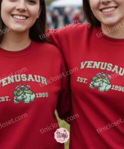 Venusaur Embroidered Sweatshirt, Vintage Est. 1996 Pokemon Crewneck, Gen 1 Grass Starter Pullover