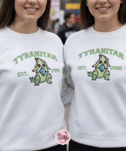 Tyranitar Embroidered Sweatshirt, Vintage Est. 1996 Pokemon Crewneck, Larvitar Evolution, Retro Anime Gift (1)