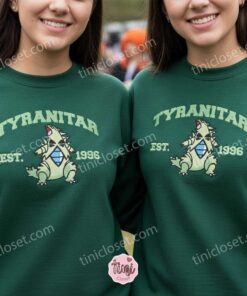 Tyranitar Embroidered Sweatshirt, Vintage Est. 1996 Pokemon Crewneck, Larvitar Evolution, Retro Anime Gift (3)