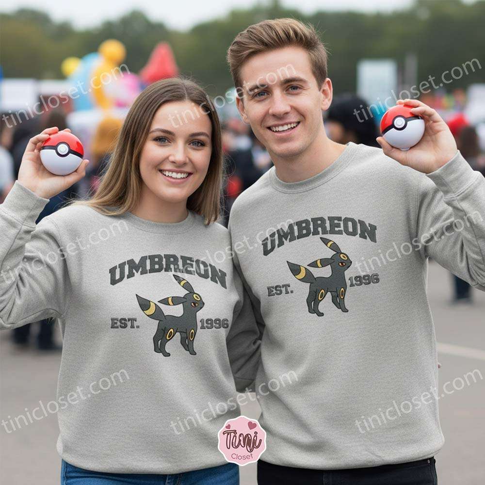 Umbreon Embroidered Sweatshirt, Vintage Est. 1996 Pokemon Crewneck, Dark Type Eeveelution Pullover Umbreon Embroidered Sweatshirt, Vintage Est. 1996 Pokemon Crewneck, Dark Type Eeveelution Pullover