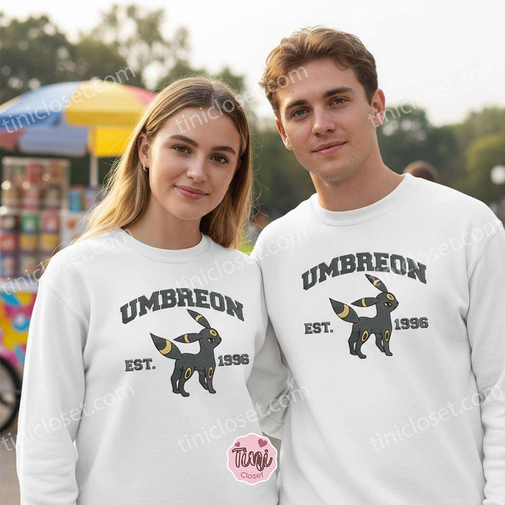 Umbreon Embroidered Sweatshirt, Vintage Est. 1996 Pokemon Crewneck, Dark Type Eeveelution Pullover Umbreon Embroidered Sweatshirt, Vintage Est. 1996 Pokemon Crewneck, Dark Type Eeveelution Pullover