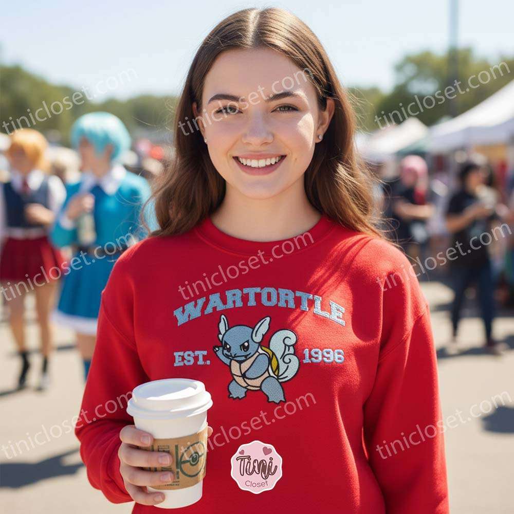 Wartortle Embroidered Sweatshirt, Vintage Est. 1996 Pokemon Crewneck, Kanto Water Type Pullover Wartortle Embroidered Sweatshirt, Vintage Est. 1996 Pokemon Crewneck, Kanto Water Type Pullover