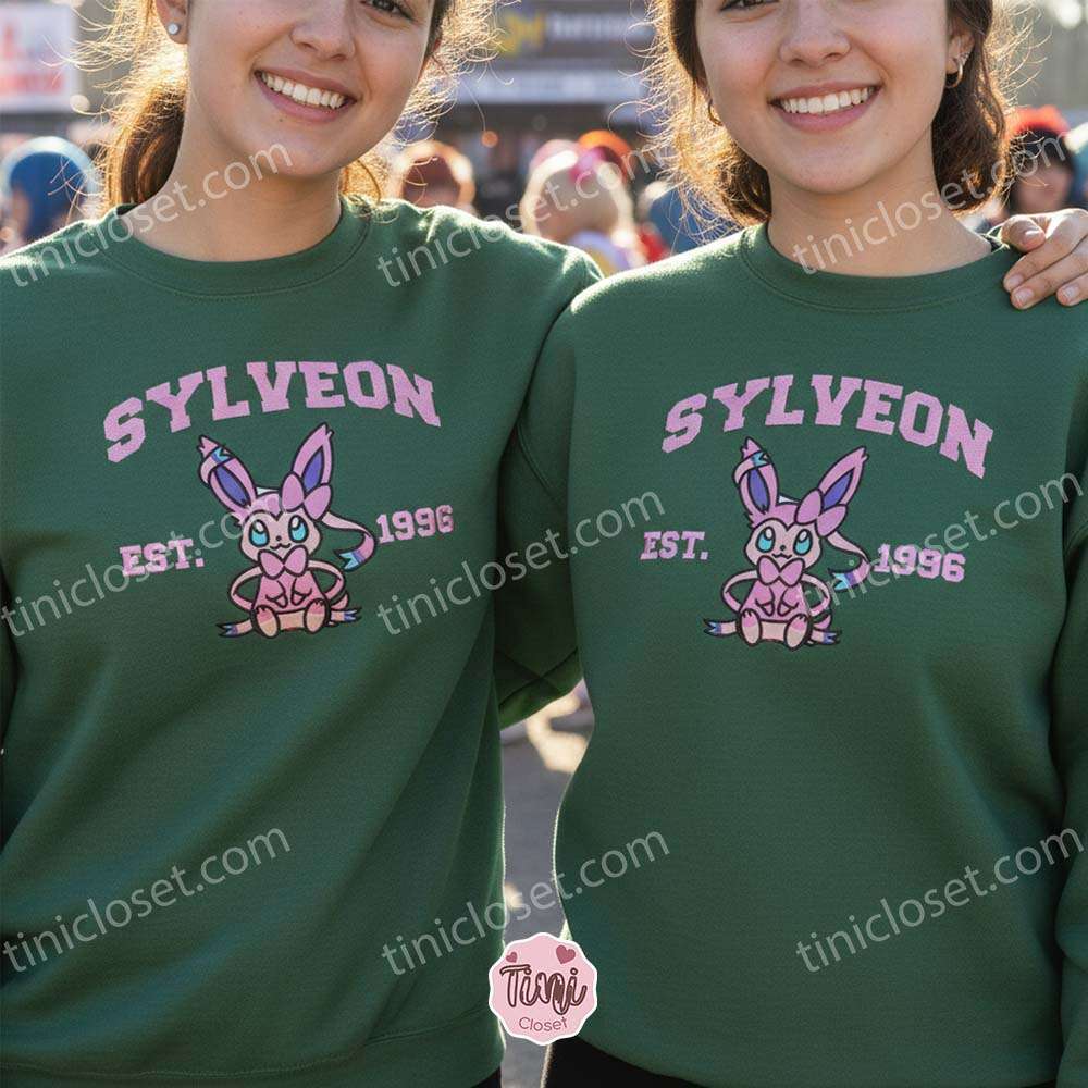 Sylveon Embroidered Sweatshirt, Vintage Est. 1996 Pokemon Crewneck, Fairy Type Eeveelution Pullover