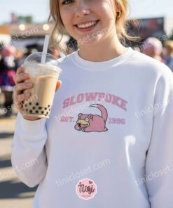 Slowpoke Embroidered Sweatshirt, Vintage Est. 1996 Pokemon Crewneck, Gen 1 Kanto Water Type Pullover (3)